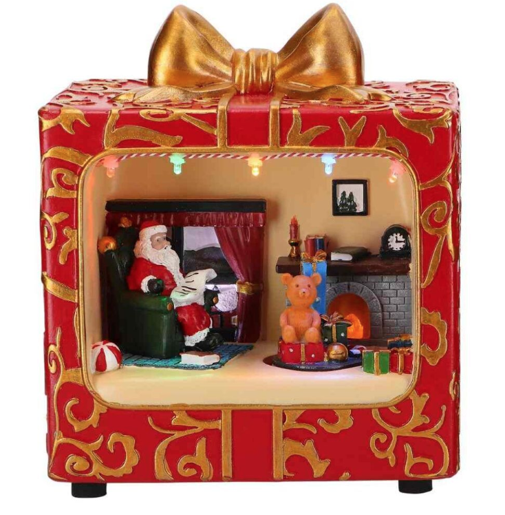 Animasyonlu Yılbaşı Evi Hediye Paketi Müzik Kutusu