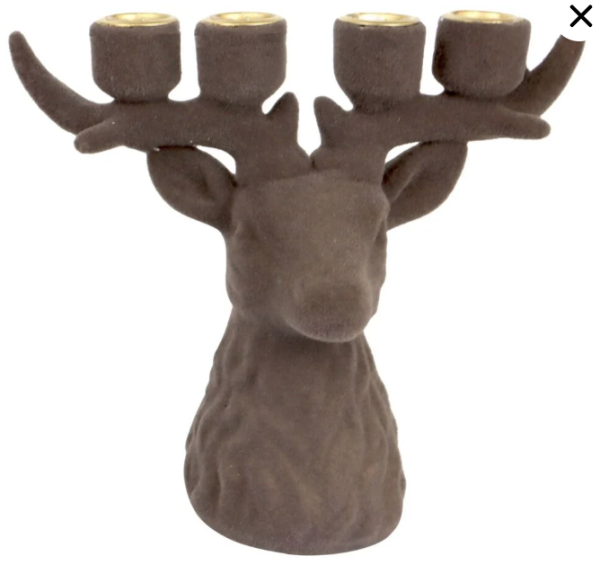 Forest Glow Geyik Başlı Şamdan, Antrasit Renk - Hoff-Interieur