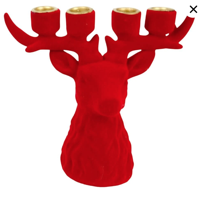 Forest Glow Geyik Başlı Şamdan, Kırmızı Renk - Hoff-Interieur