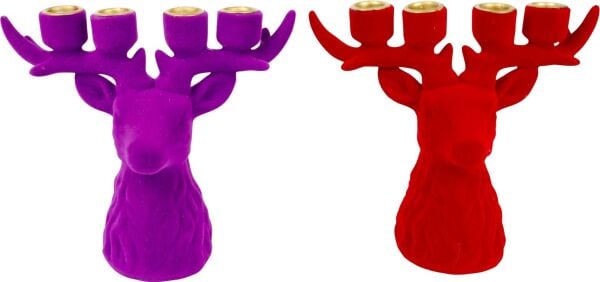 Forest Glow Geyik Başlı Şamdan, Mor Renk - Hoff-Interieur