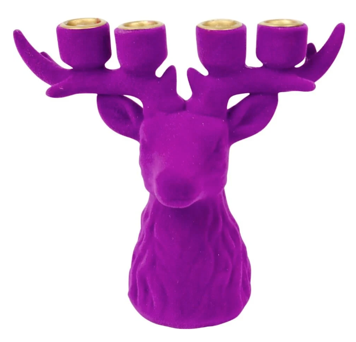 Forest Glow Geyik Başlı Şamdan, Mor Renk - Hoff-Interieur