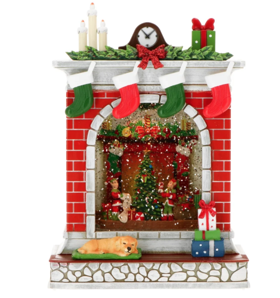 Yılbaşı Temalı Elfli Şömine Işıklı Su Küresi