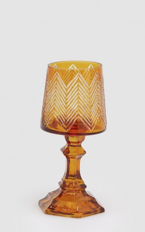 PORTACANDELA ABAJUR FORMLU KEHRİBAAR CAM ŞAMDAN / MUMLUK