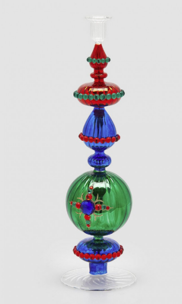 Renkli Cam Büyük Boy Yılbaşı Şamdanı - 44 cm