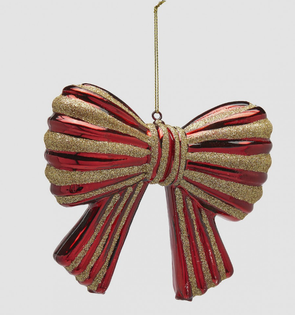 Kırmızı Altın Simli Fiyonk Yılbaşı Ağaç Süsü