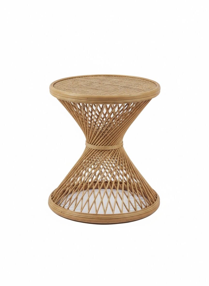 Hasır Rattan Kum Saati Sehpa