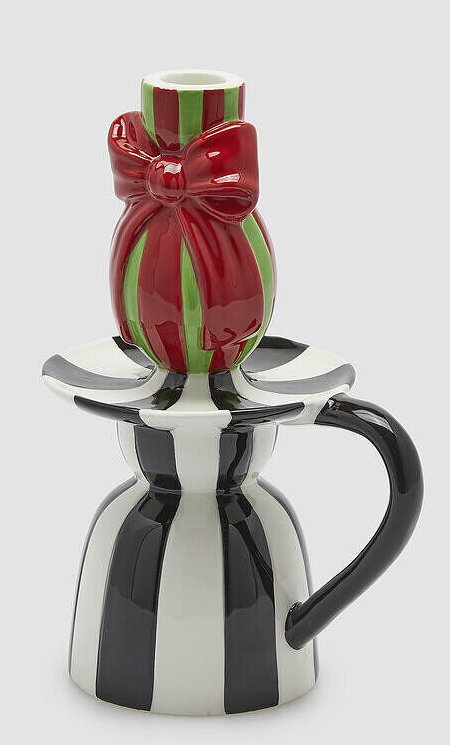 Fiyonk Detaylı Çizgili Yılbaşı Şamdan