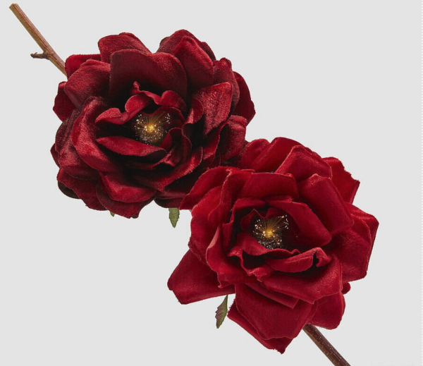 Işıklı Kadife Gül Dekor – Kırmızı