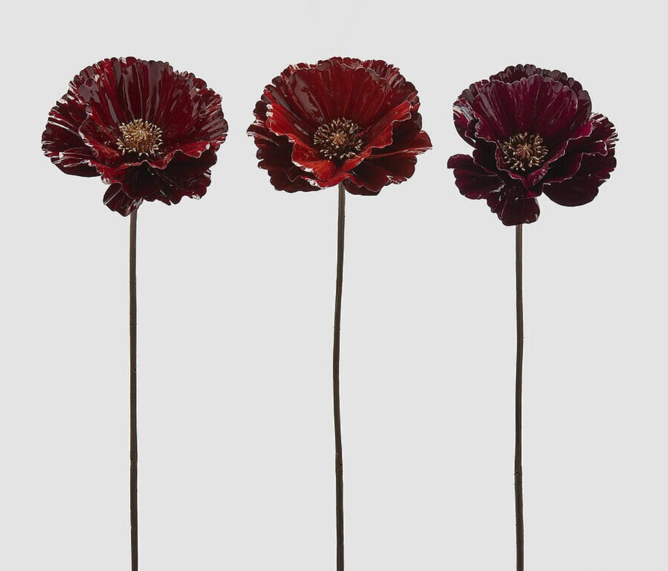 Parlak Gelincik Çiçeği Dekor – Bordo