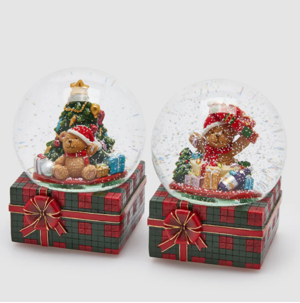 Ayıcıklı Yılbaşı Hediye Kutusu Su Küresi