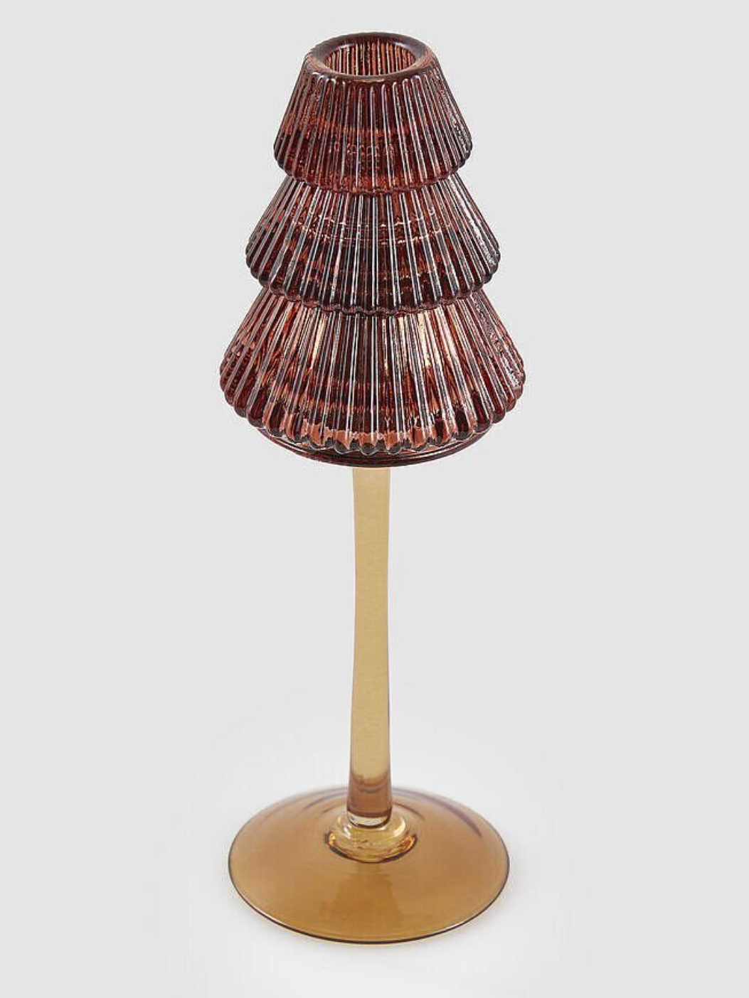 Chalice Kahve Cam Çam Ağacı Şamdan - 25 cm