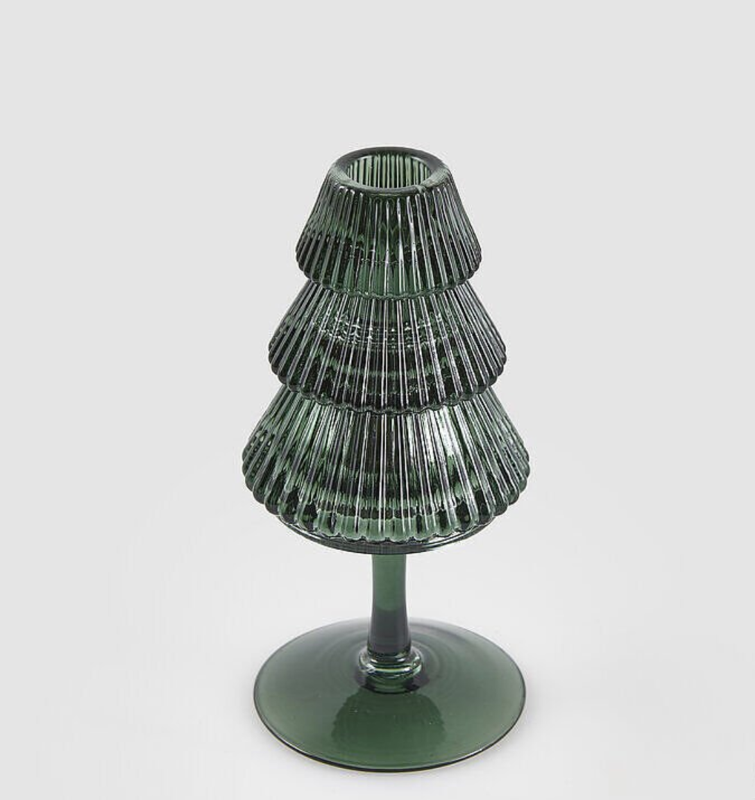 Chalice Yeşil Cam Çam Ağacı Şamdan - 16 cm