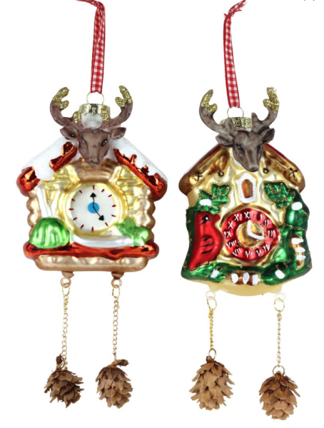 Geyikli Saat Ağaç Süsü - Yeşil