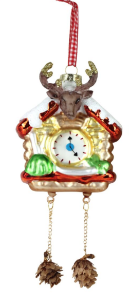 Geyikli Saat Ağaç Süsü - Yeşil