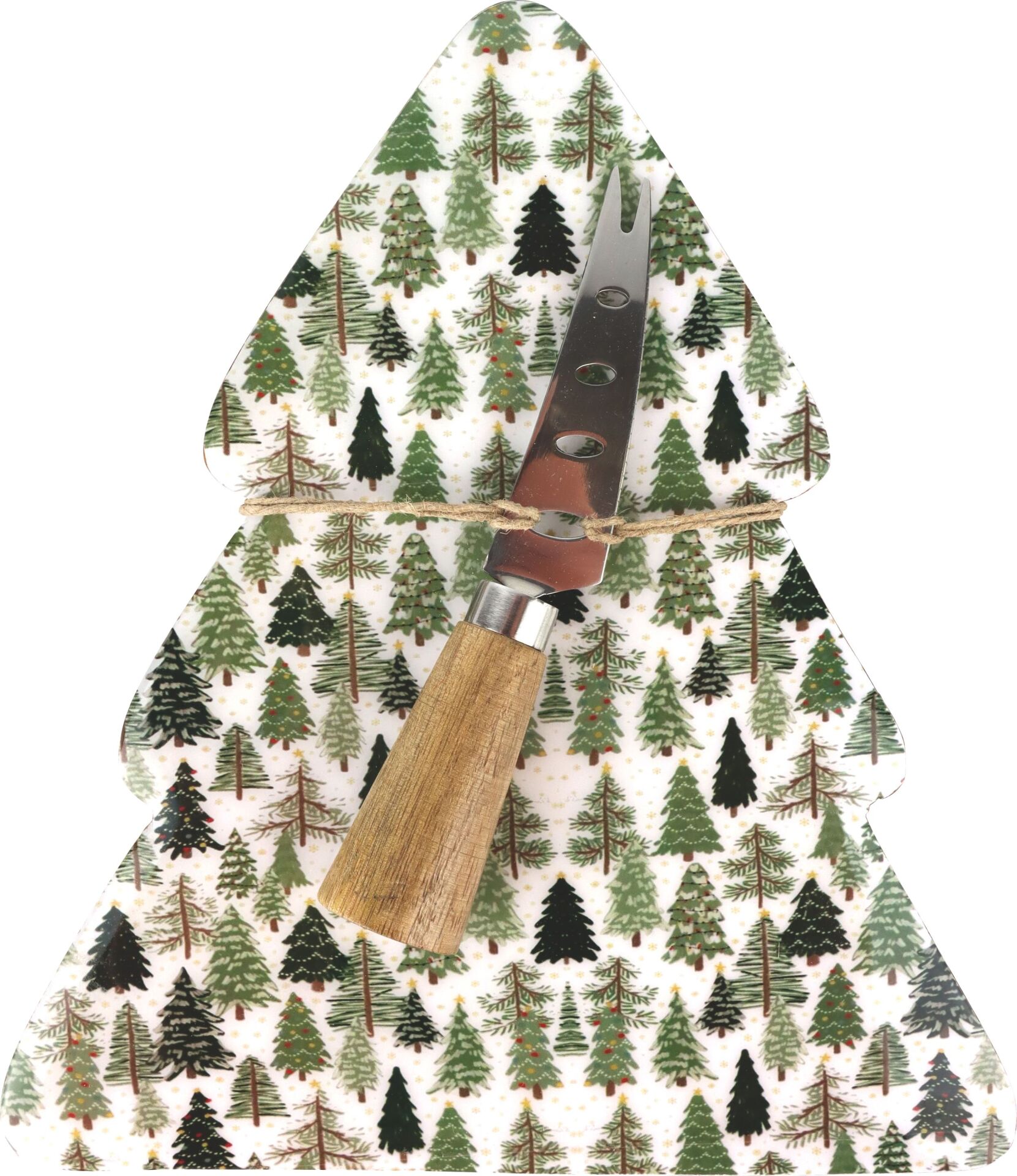 Festive Forest Çam Ağacı Şeklinde Sunum Tahtası – Peynir Bıçağı Setli