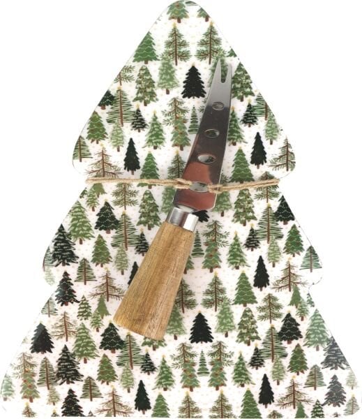 Festive Forest Çam Ağacı Şeklinde Sunum Tahtası – Peynir Bıçağı Setli