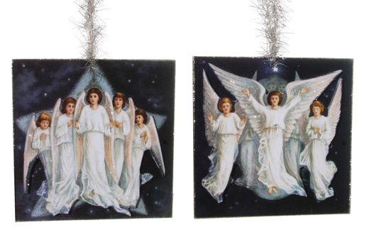 49226 Kağıt kare melek süsleme mavi-gümüş-beyaz 12,5cm *SHİSHİ