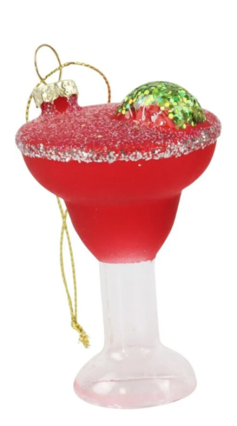 Kırmızı Kokteyl Cam Yılbaşı Süsü