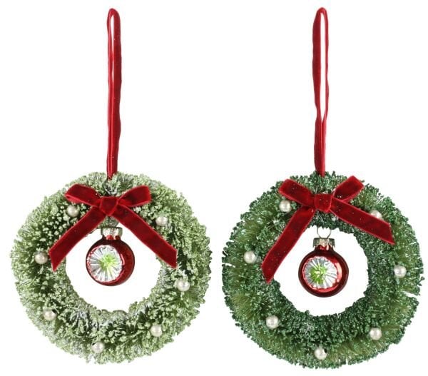 Nostaljik Karlı Çelenk Yılbaşı Süsü