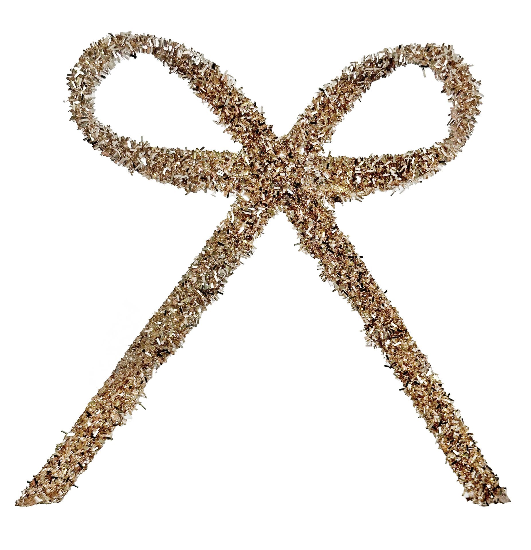 Şampanya Rengi Glitter Klipsli Fiyonk Yılbaşı Süsü