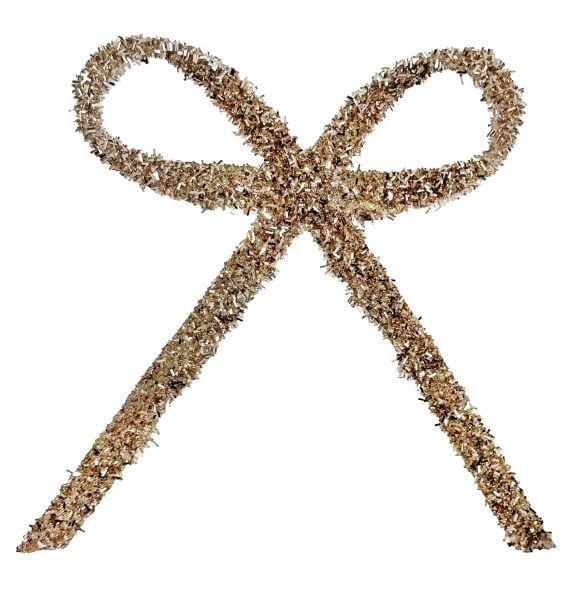 Şampanya Rengi Glitter Klipsli Fiyonk Yılbaşı Süsü