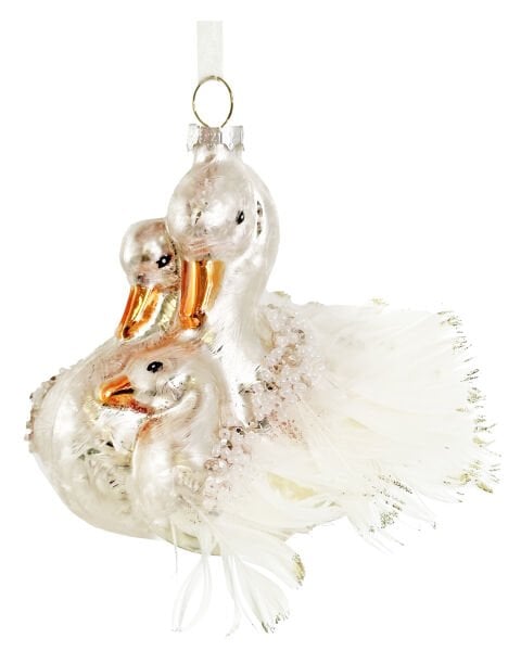 Kuğu Ailesi Cam Yılbaşı Süsü