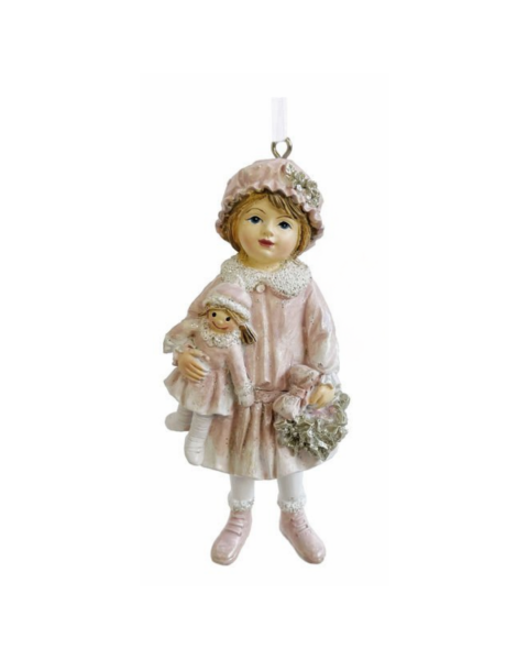 Bebekli Kız Yılbaşı Ağacı Süsü - Pembe