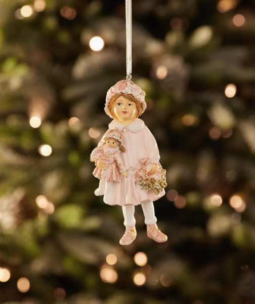 Bebekli Kız Yılbaşı Ağacı Süsü - Pembe