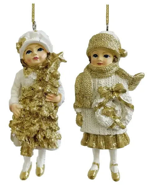 Ponponlu Kız Yılbaşı Süsü - Krem