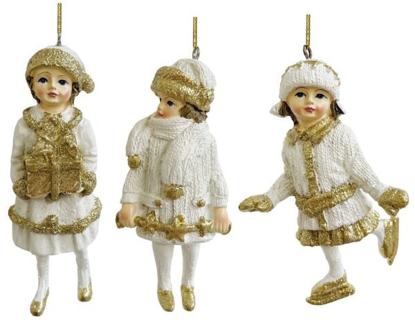 Ponponlu Kız Yılbaşı Süsü - Krem