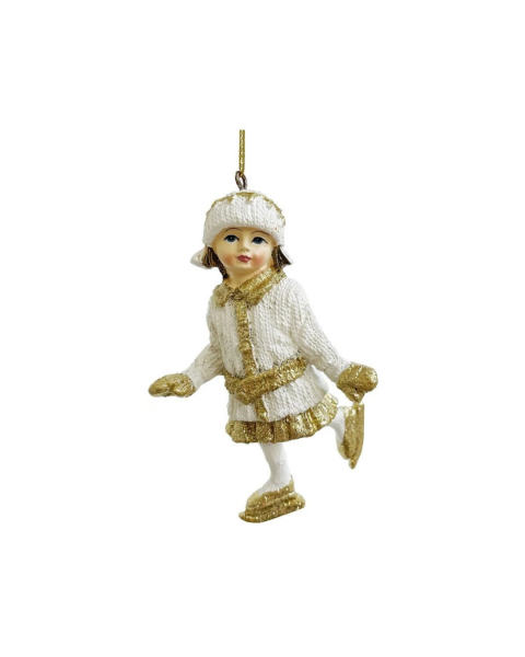 Ponponlu Kız Yılbaşı Süsü - Krem