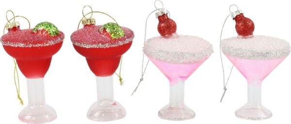 Pembe Kokteyl Cam Yılbaşı Süsü
