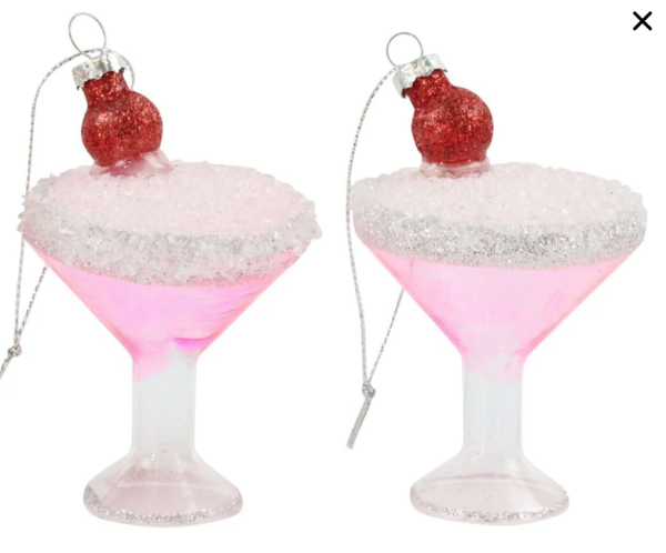 Pembe Kokteyl Cam Yılbaşı Süsü