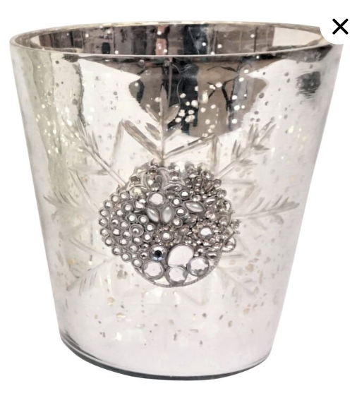 Kristal Taşlı Gümüşi Mumluk