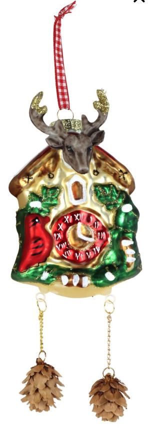 Geyikli Saat Ağaç Süsü - Sarı