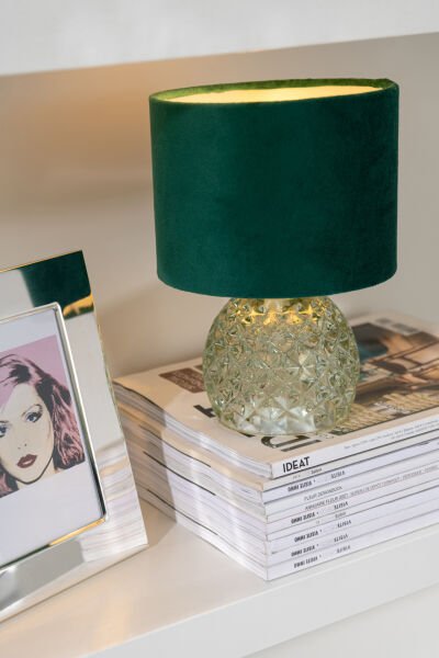Zümrüt Yeşili Pilli Cam Abajur