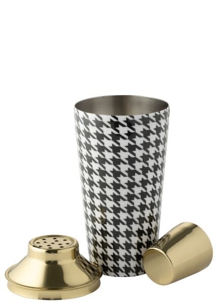 Pied-de-Poule Desenli Altın Kapaklı Kokteyl Shaker