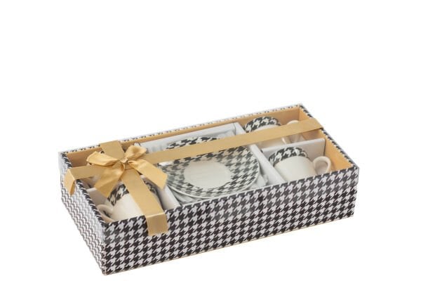 Pied-de-Poule Desenli Türk Kahvesi Fincan Takımı 4’lü